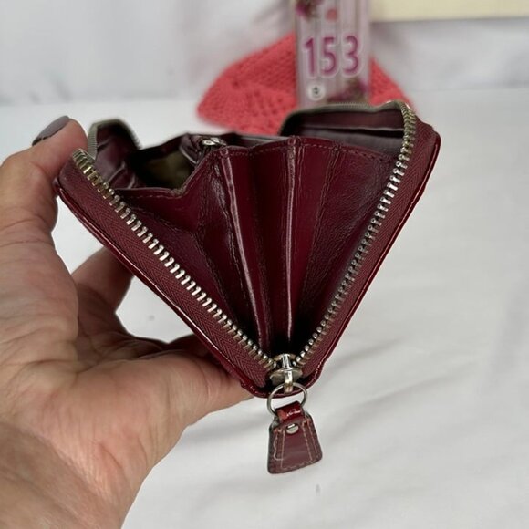 Coach Crimson Signature Monogram Fabric & Leather Accordion Zipper Wallet - Picture 5 of 12